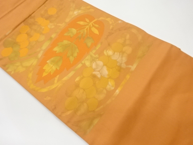 JAPANESE KIMONO / VINTAGE NAGOYA OBI / WOVEN GRAPE ARABESQUE